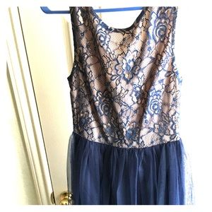 Navy Lace Top Mini Dress